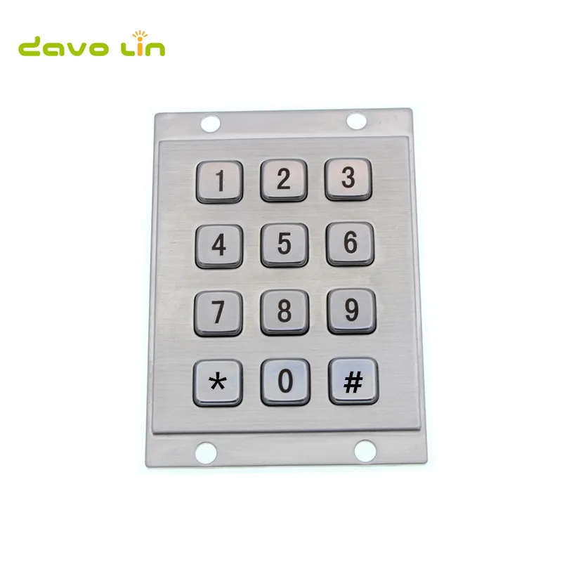 12 Keys 3x4 Industrial Mini Stainless Steel Kiosk Metal Numeric Keypad For Outdoor Smart Parcel Locker