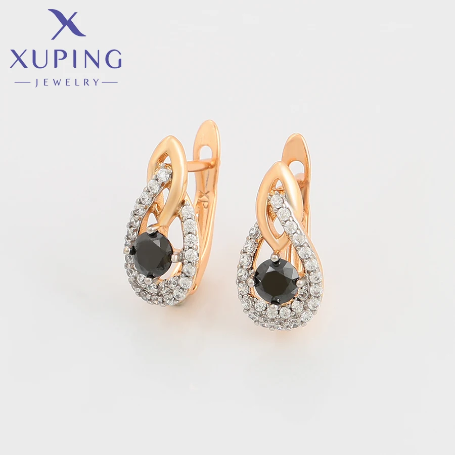 Xuping Jewelry Round Stone Copper Alloy Simple Model Gold Color Earrings For Women Party Birthday Gift A00855178