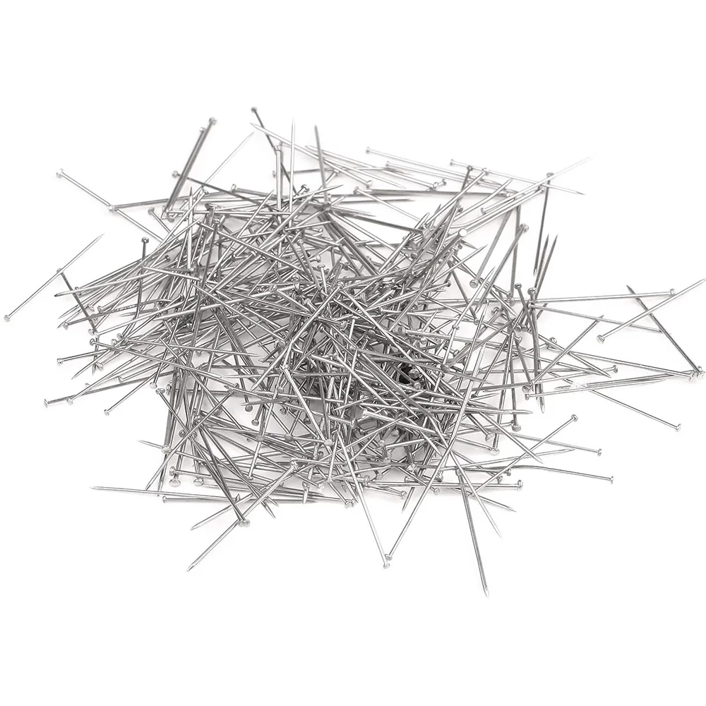 1000 pz/scatola perni dritti in acciaio inossidabile 31mm spille da sarta trapunta Applique spille a testa piatta per la creazione di gioielli