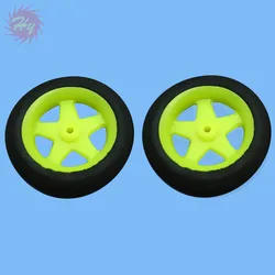 10 Pcs Super Light 5 Spoke Wheels (Sponge Tire) Color Yellow/Black For RC Airplane Replacement Toys Plane Accessory D30-46mm