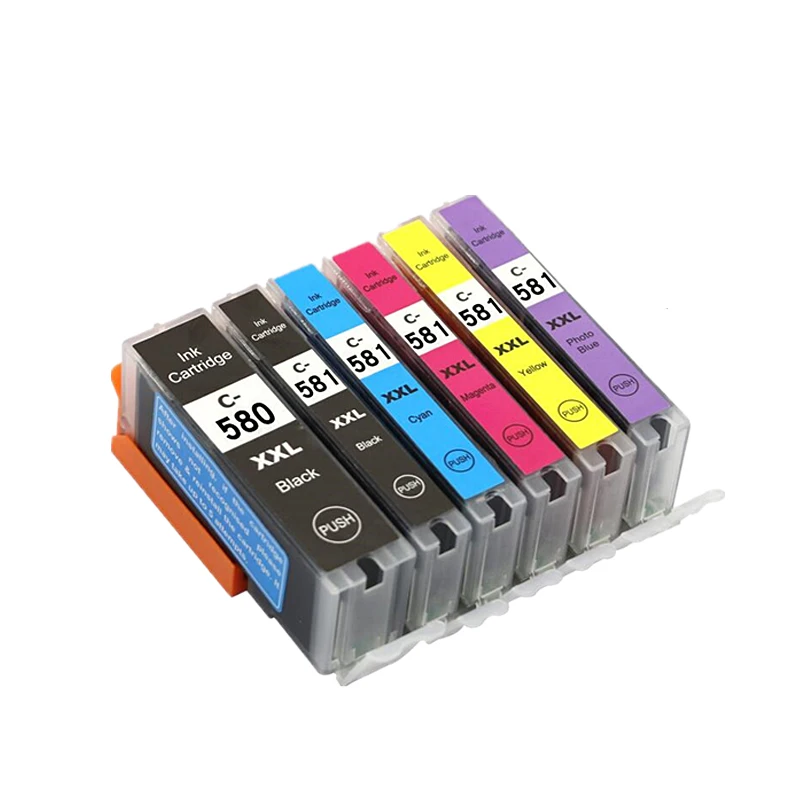 6pcs PGI580 CLI581 Ink Cartridge For Canon PIXMA TS8150 TS8151 TS8152 TS8250  TS8251 TS8252  TS8350 TS9150 TS9155 printer