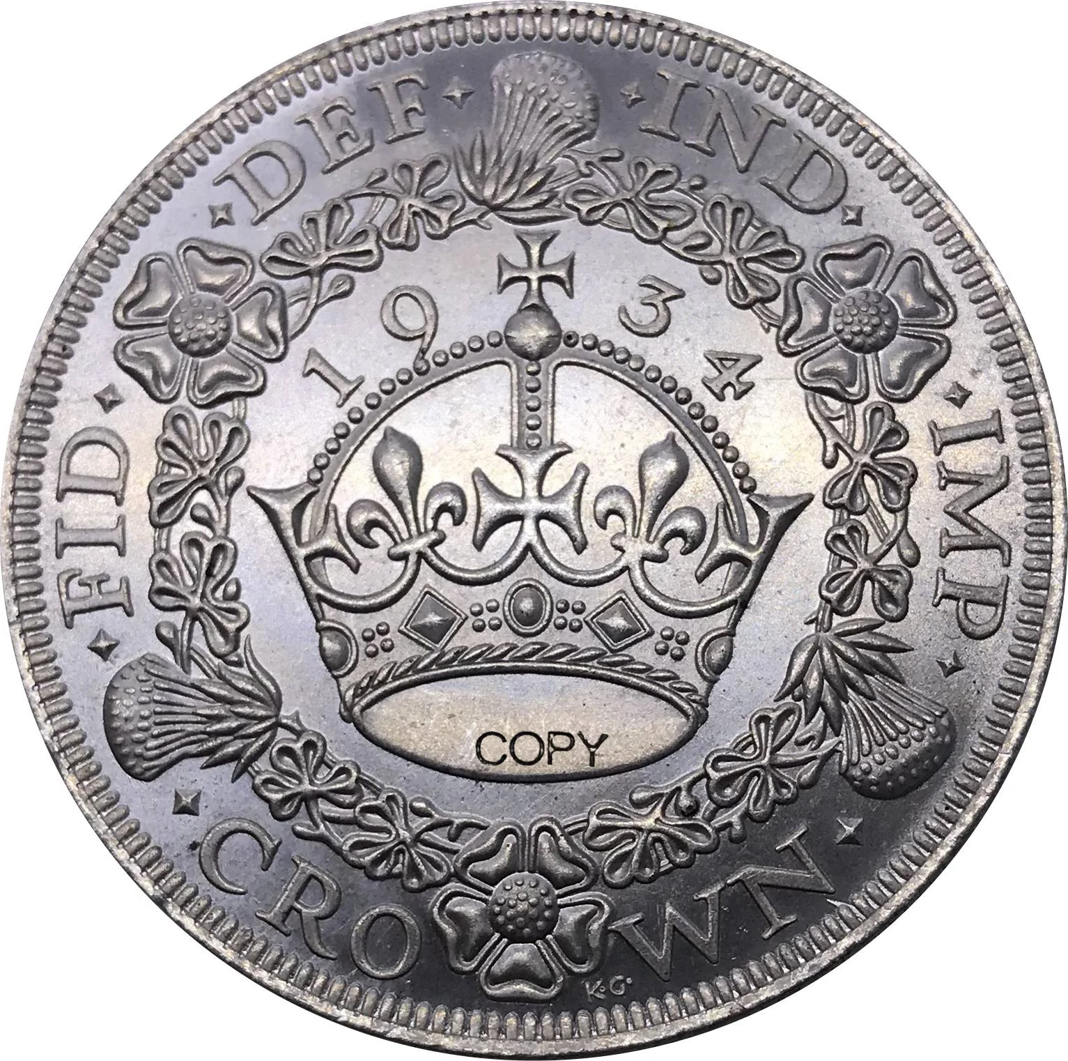 1934 Coin Great Britain UK 1 Crown George V Cupronickel Plated Silver Metal Collectible Antique Imitation Replica Coins