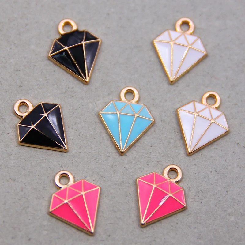 10pcs /lot Zinc Alloy Enamel Charms Diamond Shaped Charms Pendant For DIY Fashion Pendant Earrings Jewelry Making Accessories