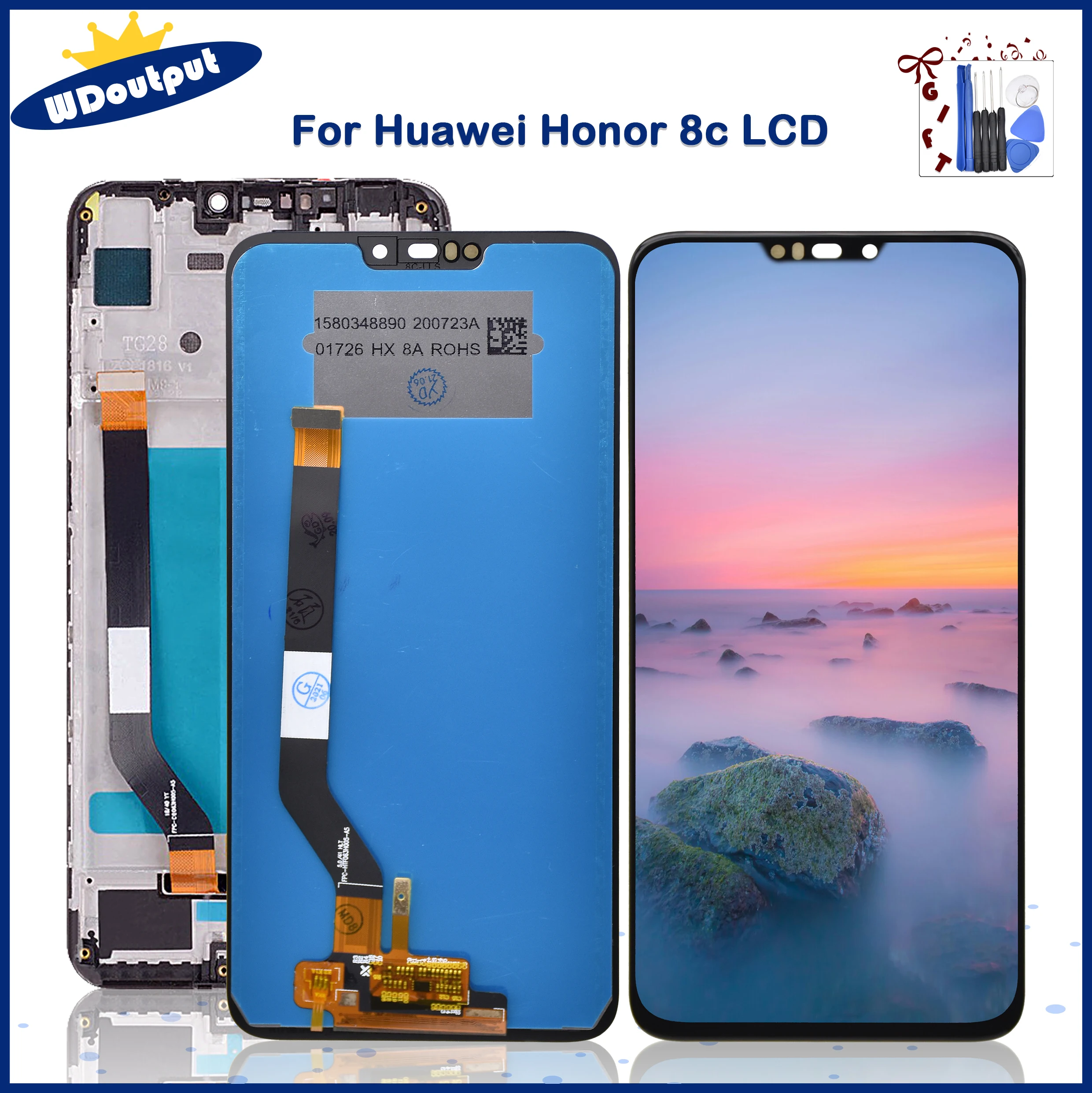 Original For Huawei Honor 8C LCD Screen Display With Touch Panel Digitizer Assembly Replacement For  BKK-LX2  Display With Frame