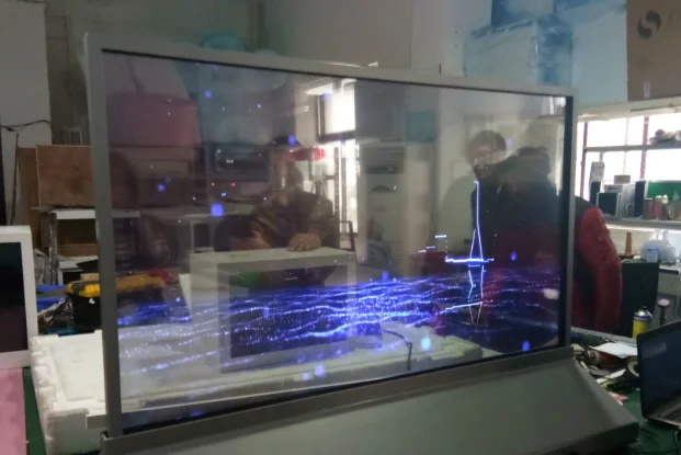 55 polegada publicidade transparente display oled