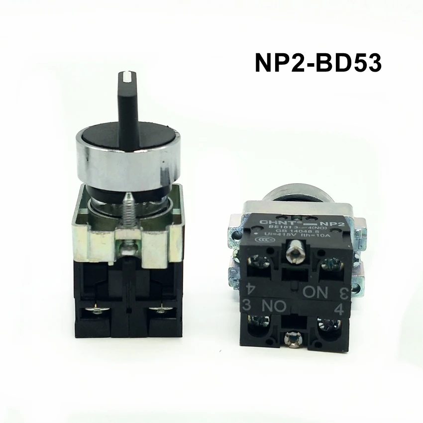 1PCS CHINT Self-reset switch 3 Position Selector Push Button NP2-BD53 2NO NP2-BD55 1NO+1NC Selector Switch XB2-BD