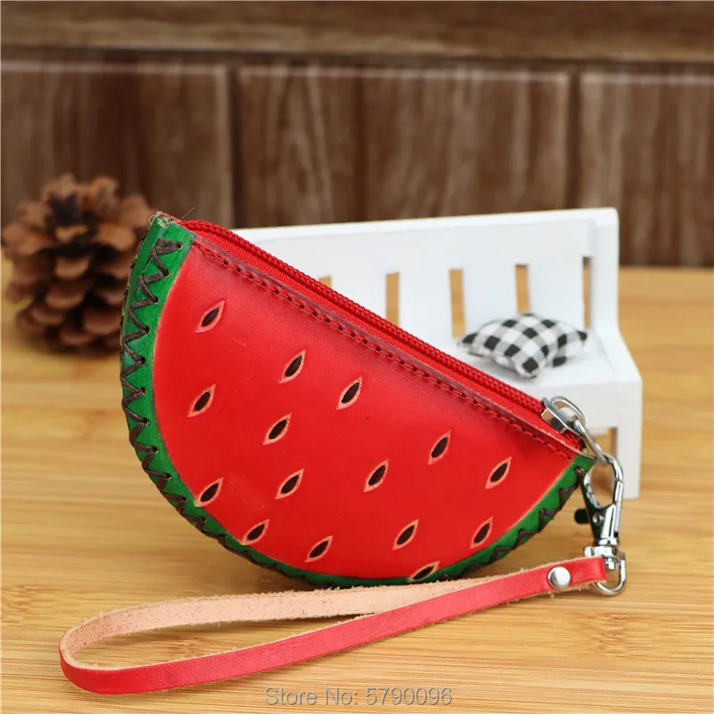 Leather creative watermelon coin purse bag children animal cute cartoon hand carrying fruit bag key bag birthday gift