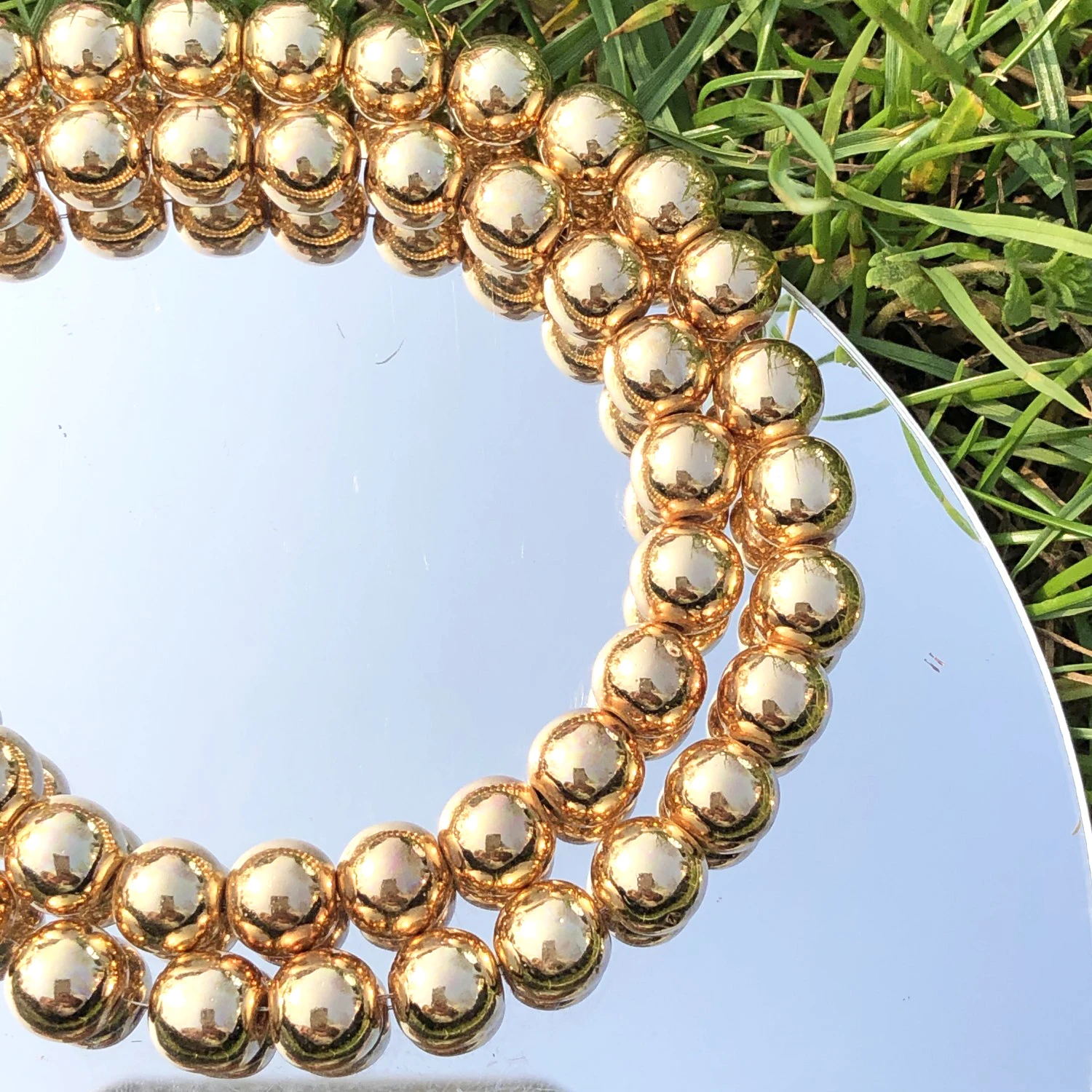 Natural Stone KC Gold Plated Hematite Smooth Round Loose Spacer Beads For Jewelry Making DIY Bracelet Accessories 2/3/4/6/8/10mm