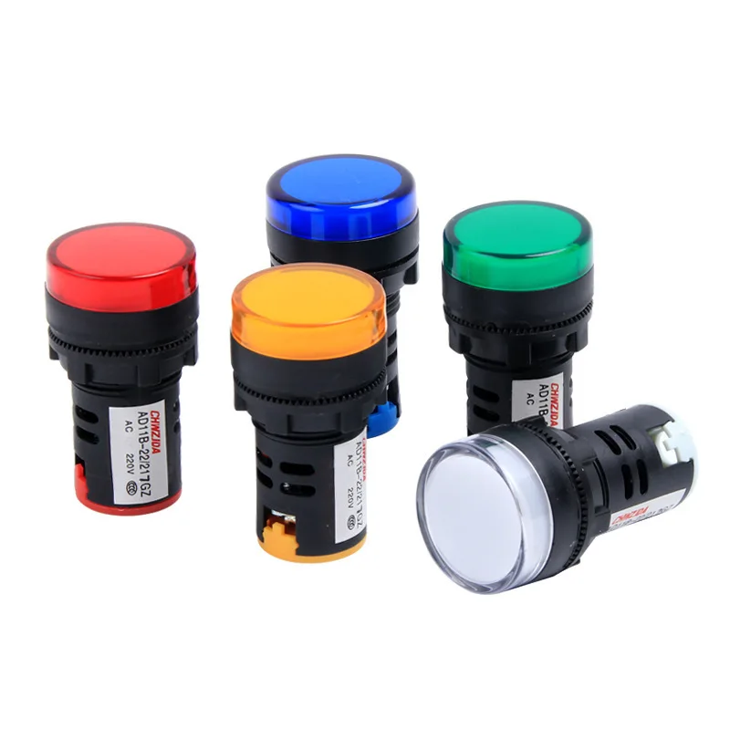 22mm Indicator LED Lamp Signal Pilot Lamp AD11-22-7GZ LED Power Indicator Light 12V/24V/220V/380V Multi-Color Indicator