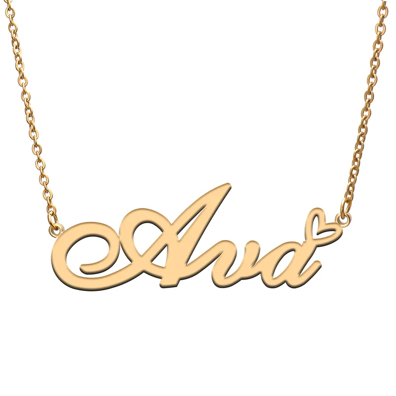

Ava Name Tag Necklace Personalized Pendant Jewelry Gifts for Mom Daughter Girl Friend Birthday Christmas Party Present