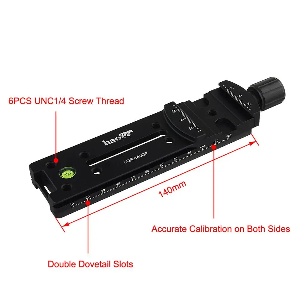 Haoge-braçadeira panorâmica para trilho, acabamento em forma de cauda de andorinha dupla, 140mm, pinça, encaixe para macro, zoom