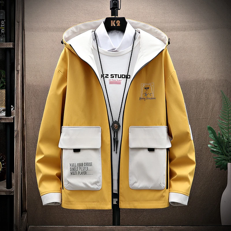 Fashion 2025 Spring Autumn Men's Casual Hooded Jackets And Coats Youth Streetwear Silm Fit Windproof Tops Clothing Hoody Parkaks