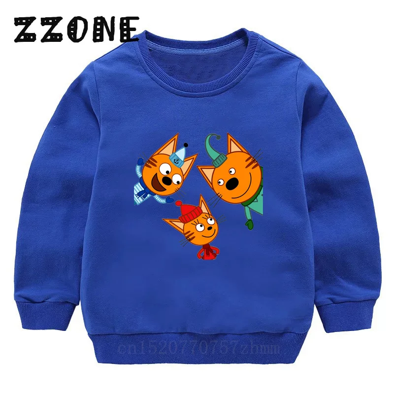 Kid-e-cats Three Kitten Russian Cartoon Kids Sweatshirts Children Hoodies Funny Baby Pullover Tops Girls Boys Clothes,KYT5411