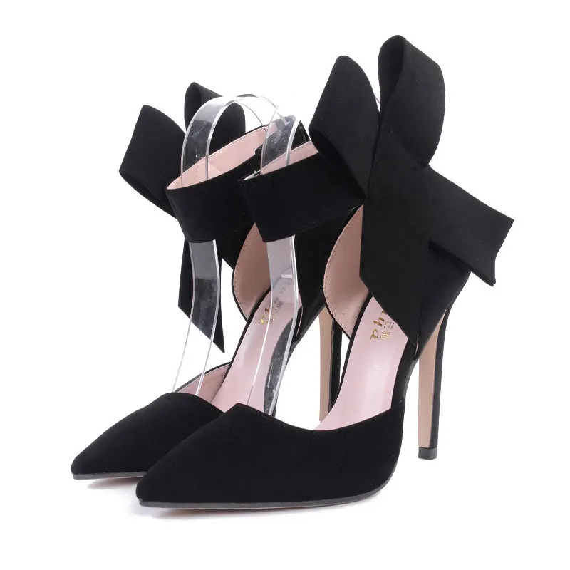 New spring summer fashion sexy big bow pointed toe high heels sandals shoes woman ladies wedding party pumps dress shoe 885