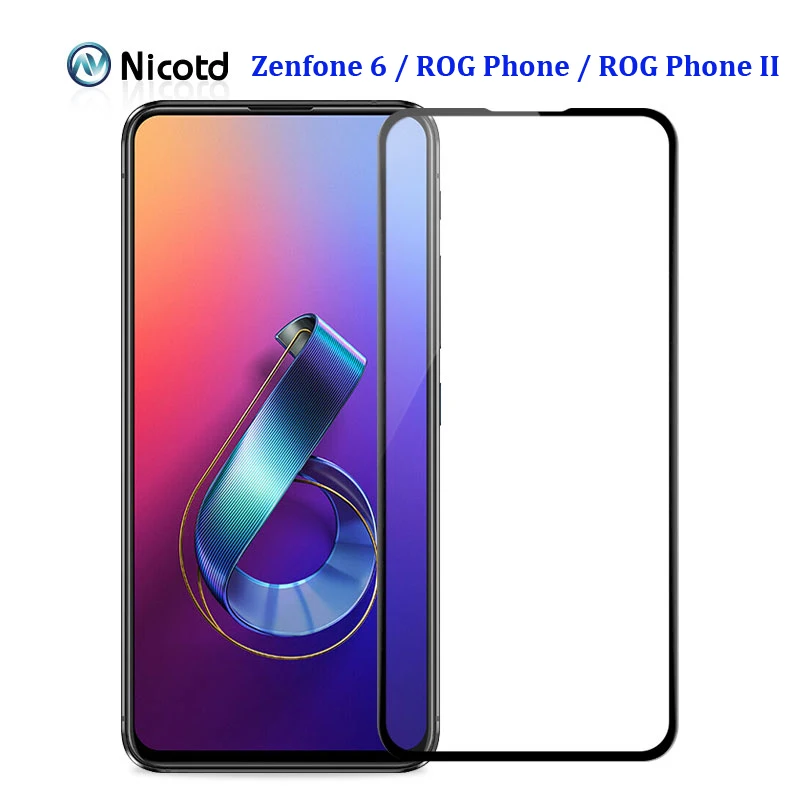Vidro protetor para asus zenfone 6 zs630kl, película de vidro temperado 9h protetora de tela antiexplosão para asus rog phone i ii