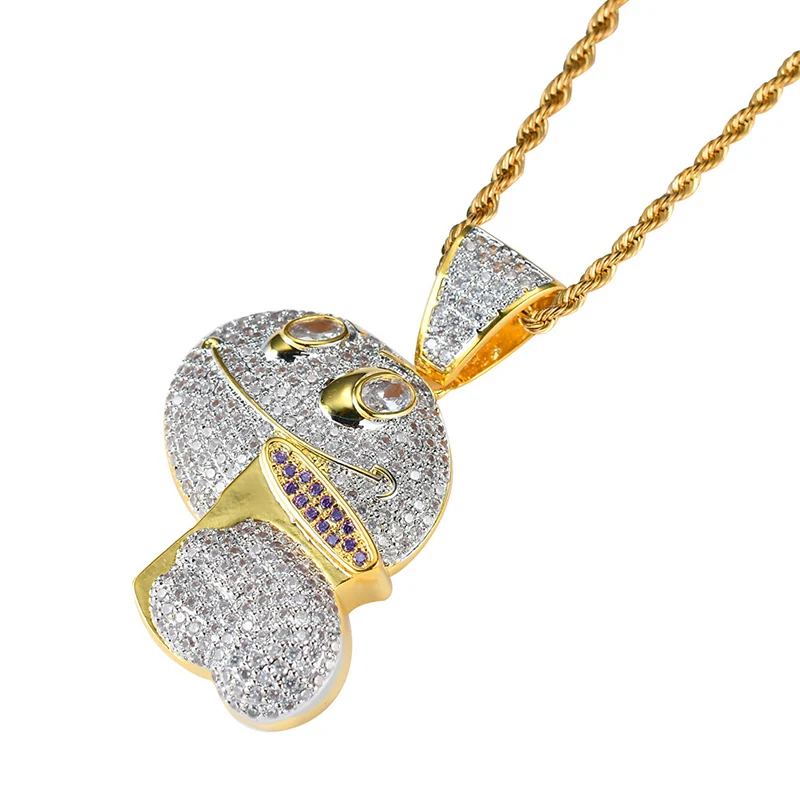 Hip Hop AAA Cubic Zirconia Paved Bling Iced Out Drink Coffee Expression Pendants Necklace for Men Rapper Jewelry