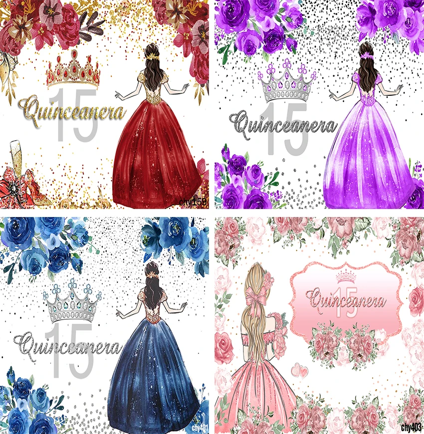 Quinceanera Girl 15th Birthday Decoration Background Daughter Adult Ceremony Party Photography Background Princess Banner Photo