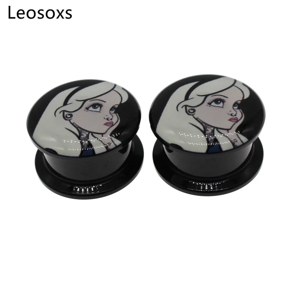 Leosoxs 2pcs Fashion Acrylic Anime Girl Auricle Body Exquisite Piercing Jewelry