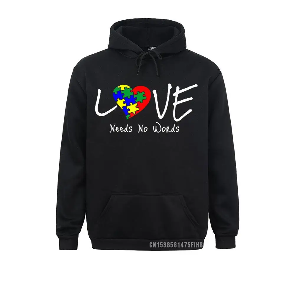 

Autism Awareness Love Needs No Words Puzzle Pieces Heart Hoodie Retro Mens Sweatshirts Long Sleeve Hoodies Printing Clothes