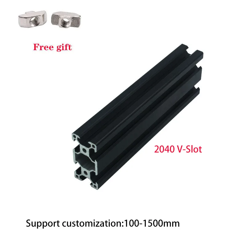 1pcs Black 2040 V- Slot Aluminum Profile Extrusion Frame European Standard 100mm-1200mm Anodized Linear For CNC 3D Printer Parts