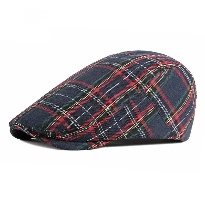 2024 Cotton plaid Newsboy Caps Flat Peaked Cap Men and Women Painter Beret Hats