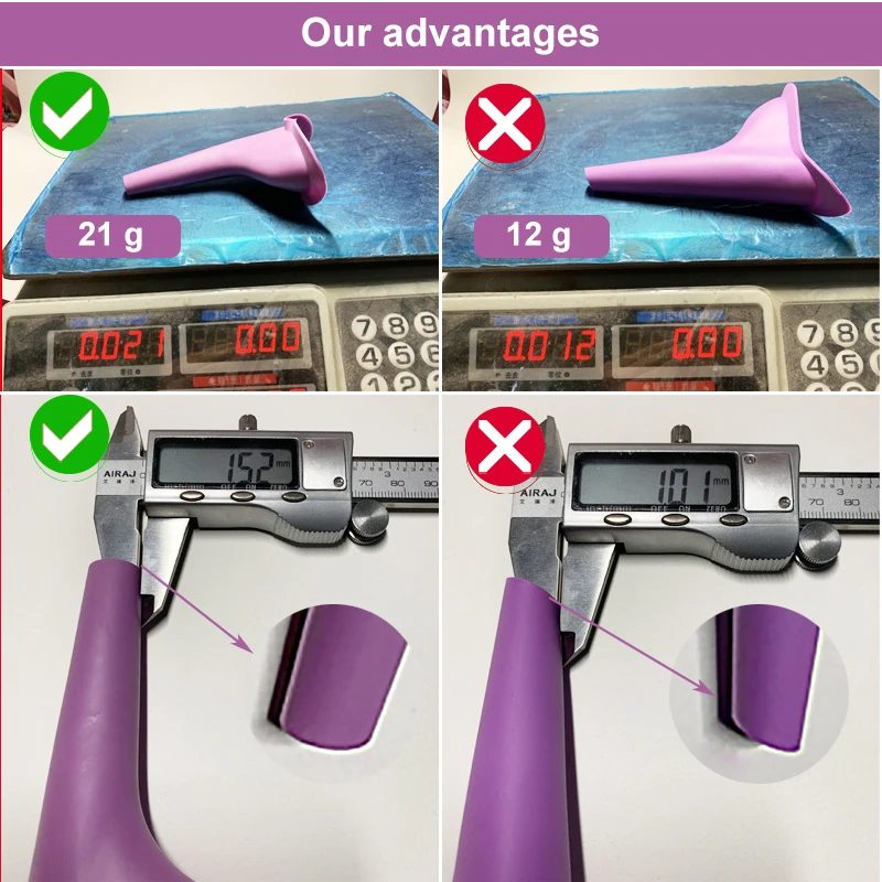 Women Urinal Outdoor Travel Camping Portable Female Urinal Soft Silicone TPR Wearable Urination Device Stand Up & Pee Pissoir