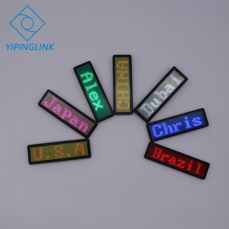 

Programmable led name badge scrolling led digital display 7 colors mini led display for party meeting event hotel restaurant