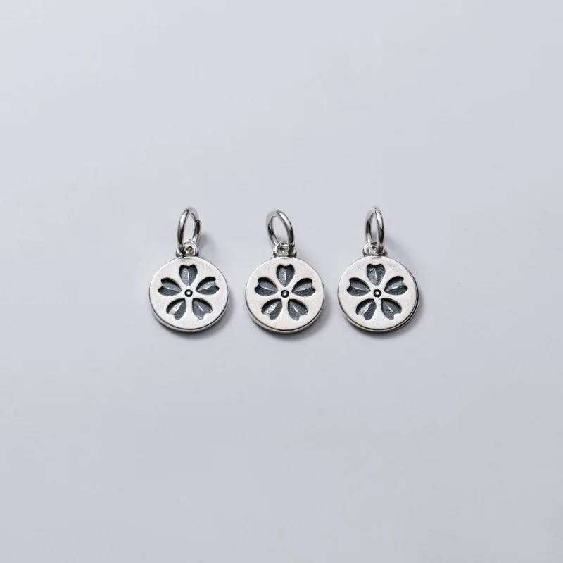 925 Sterling Silver Romantic Five Petals Flower Medallion Charms 10mm Women Necklace Silver Dangle Pendants DIY European Jewelry