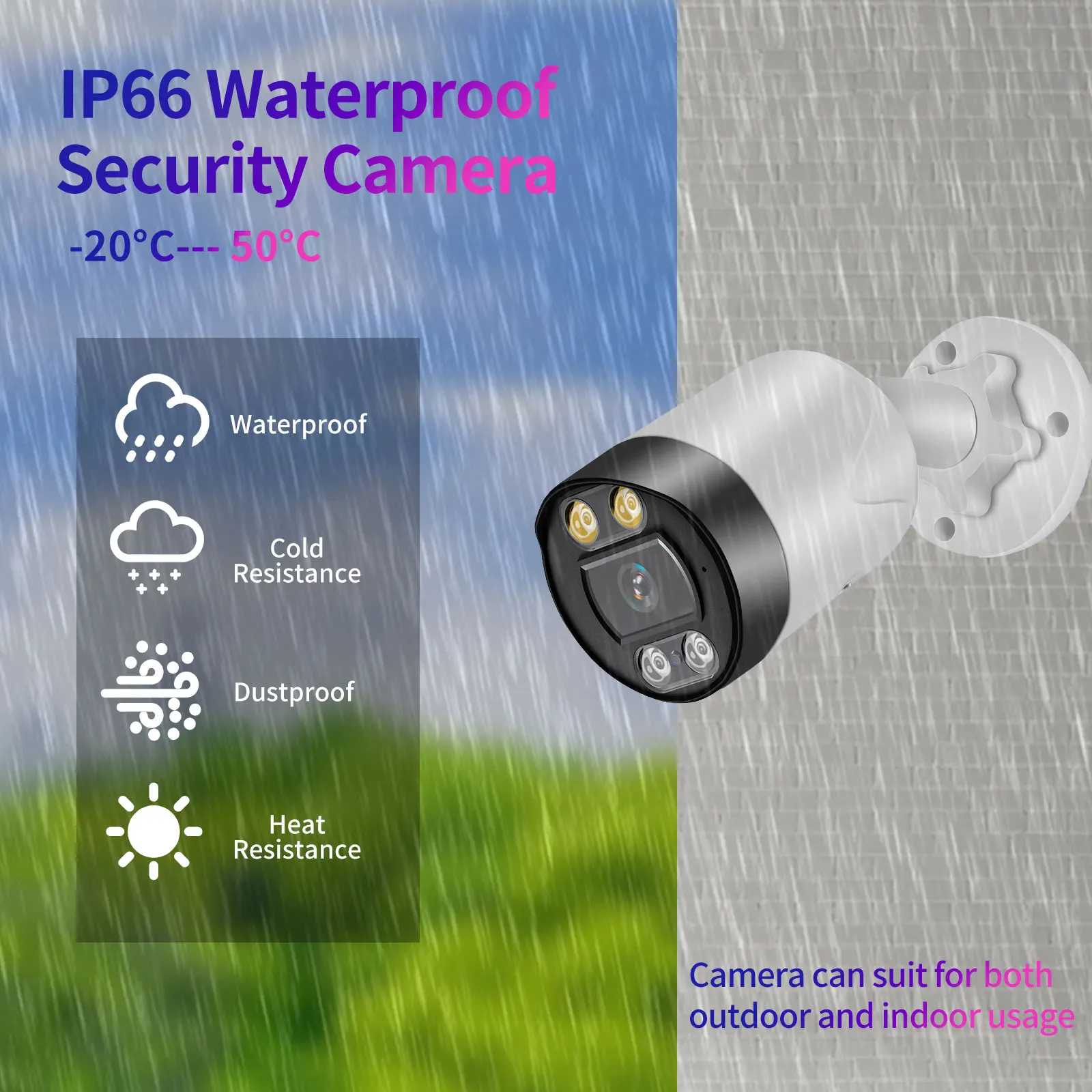 Gadinan HD 4K POE Outdoor Waterproof Color Night Vision P2P Two Way Audio H.265 Video Surveillance Security Protection IP Camera