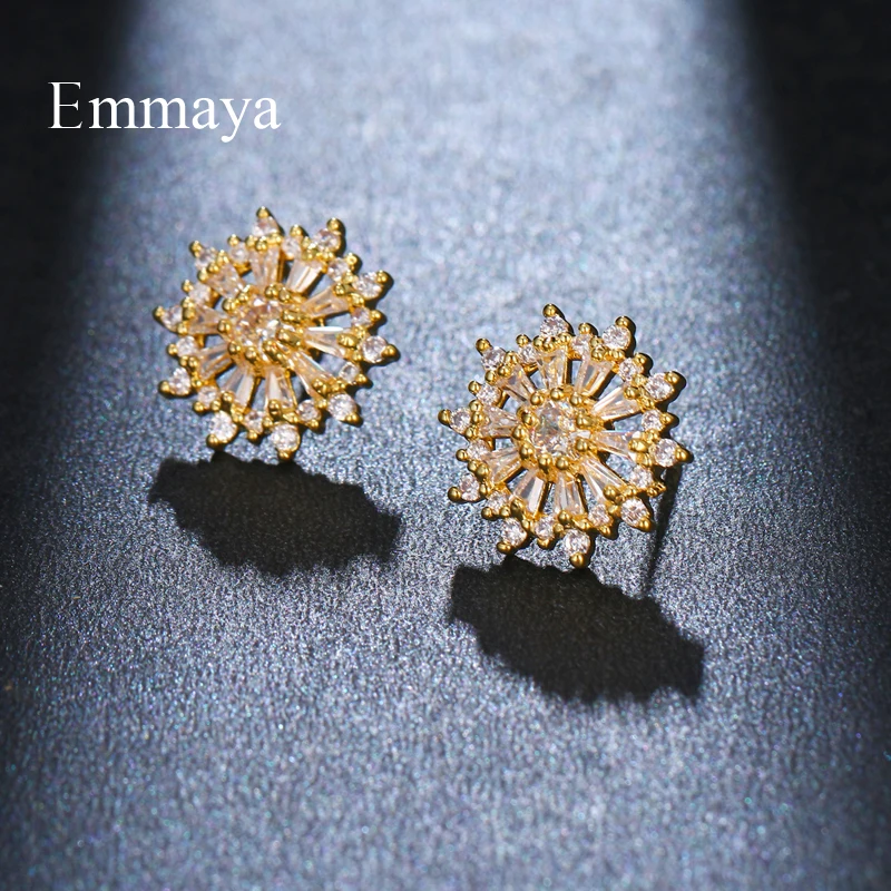 Emmaya Noble Earring Round Flower Appearance WIth Tiny High Quality Zirconia Ingenious Jewelry For Female Cute Ornament