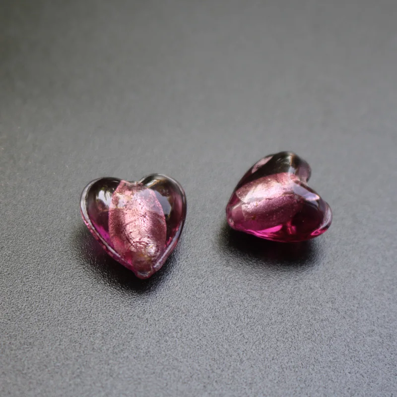 12mm Herzperlen, lampeffektveredelte Glasperlen, rot-rosa Mischung für Schmuckherstellung, Schmuckzubehör, weiße Accessoires, DIY Bijoux – Detail 12