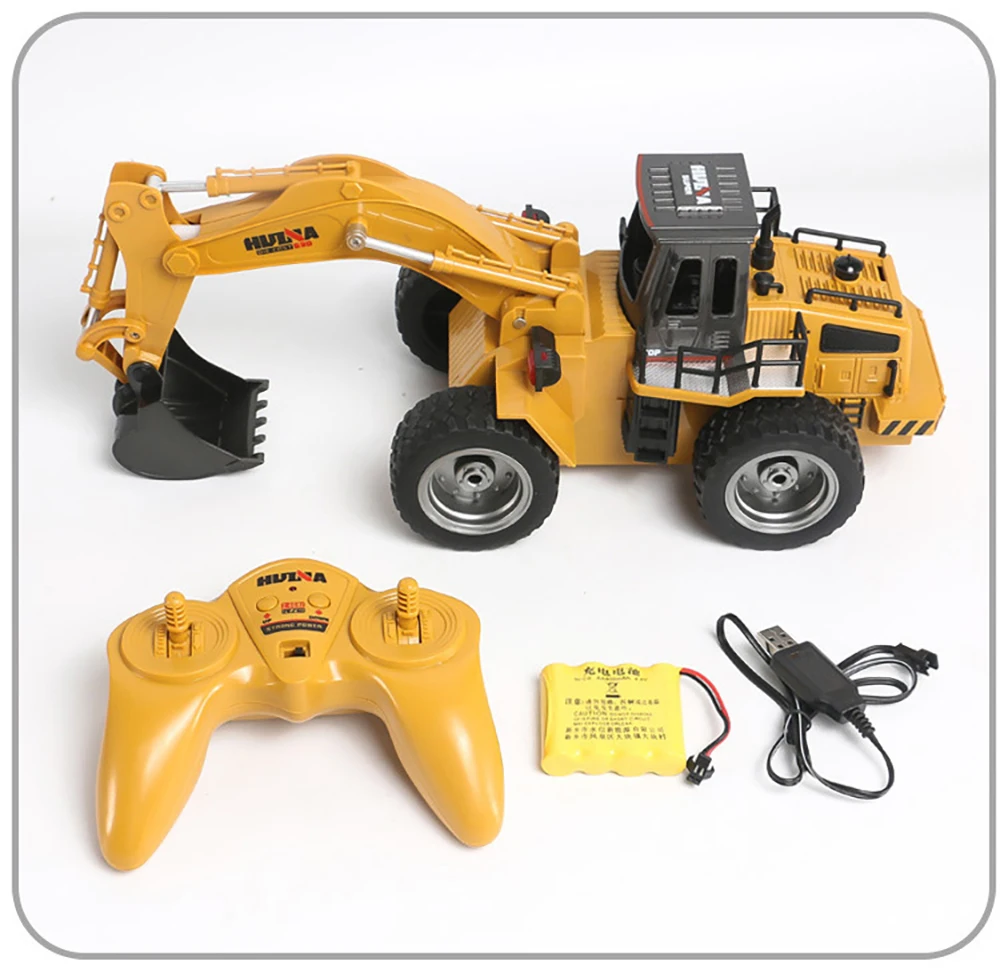 HUINA 6CH RC Truck Tractor Caterpillar Excavator Alloy Bucket Engineering Car 2.4G Radio control cars Electric Toys For Boys