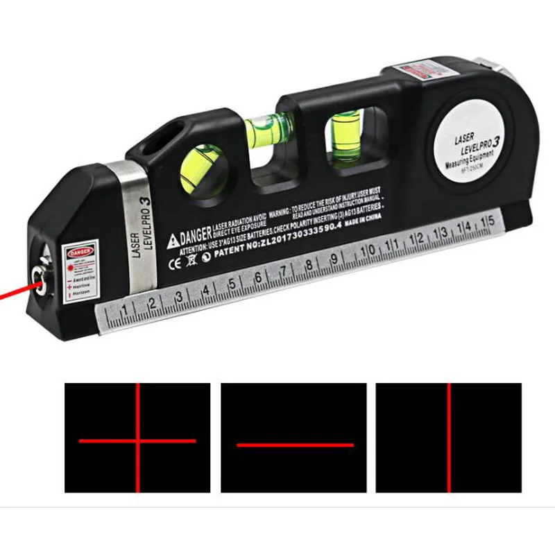 

LV-03 Red Laser Level Ruler Crosshair/Vertical/Horizontal Line Multipurpose Tape Measure Metric Rulers LV03