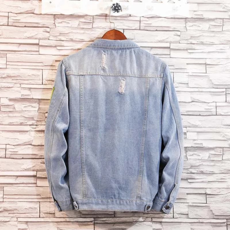 Men's Jeans Slim Fit Denim Jacket Jeans Ins Tide Fashion Brand Hepburn Tooling Retro Men's Cowboy Denim Jacket Men's Coat