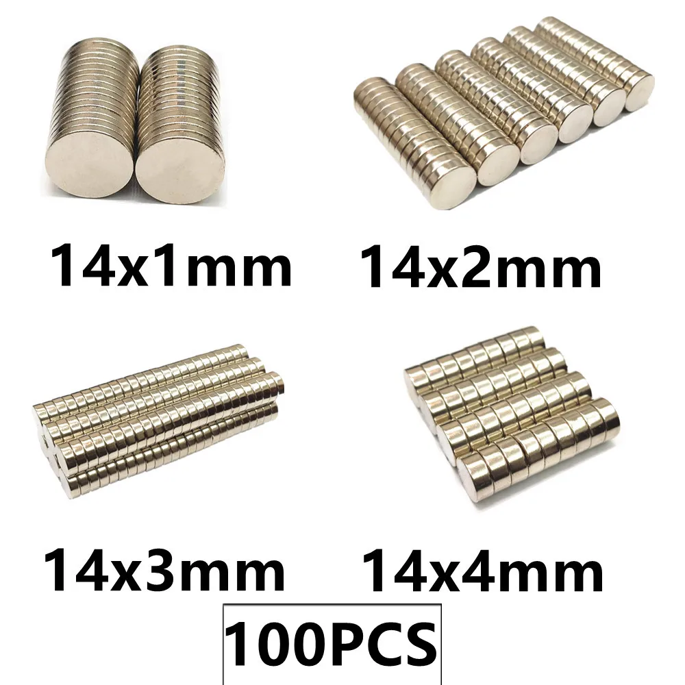 

100PCS/LOT Magnet 14*1 14*2 14*3 14*4 N35 Disc NdFeB MAGNET 14x1 14x2 14x3 14x4 Round Speaker Neodymium magnets 14mm