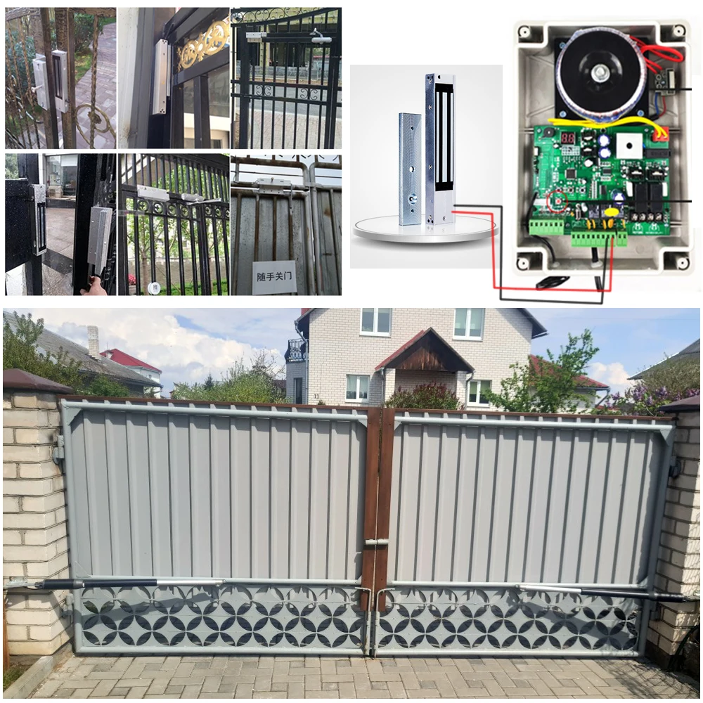 WiFi Controller AC220V Electric Linear Actuator 300kgs Engine Motor System Automatic Swing Gate Opener with Dual Thick Arms KIT