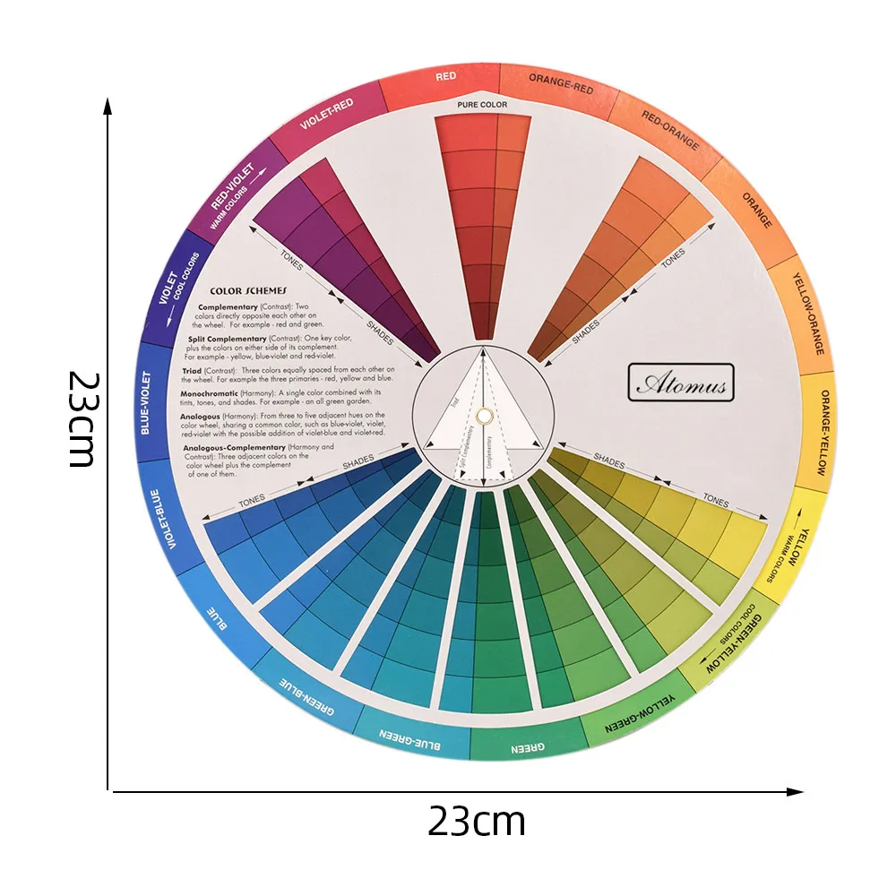 Professional Paper Card Design Color Mixing Wheel Ink Chart Guidance Round Central Circle Rotates Tattoo Nail Pigment