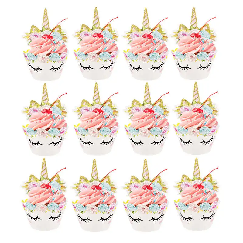 

Rainbow Unicorn Cupcake Wrappers Cake Topper Unicorn Birthday Party Cake Decorations Kids Baby Shower Unicorn Party Supplies