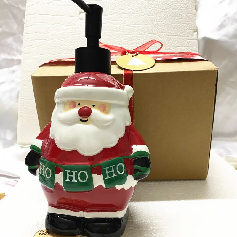 Exquisite  European Style Bathroom Soap Dispenser Handpainted Cute Santa Claus Porcelain Lovely Decoration Collectible