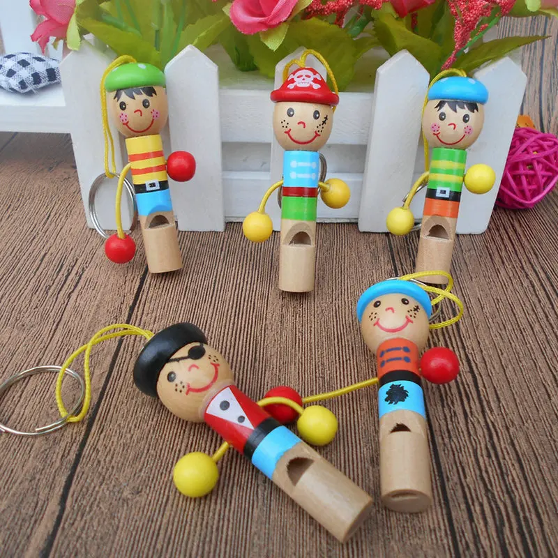 Kids educational Mini pirate whistle 10PCS Small toys wholesale wooden toys Cute pirate cartoon whistle Whistling Children gift