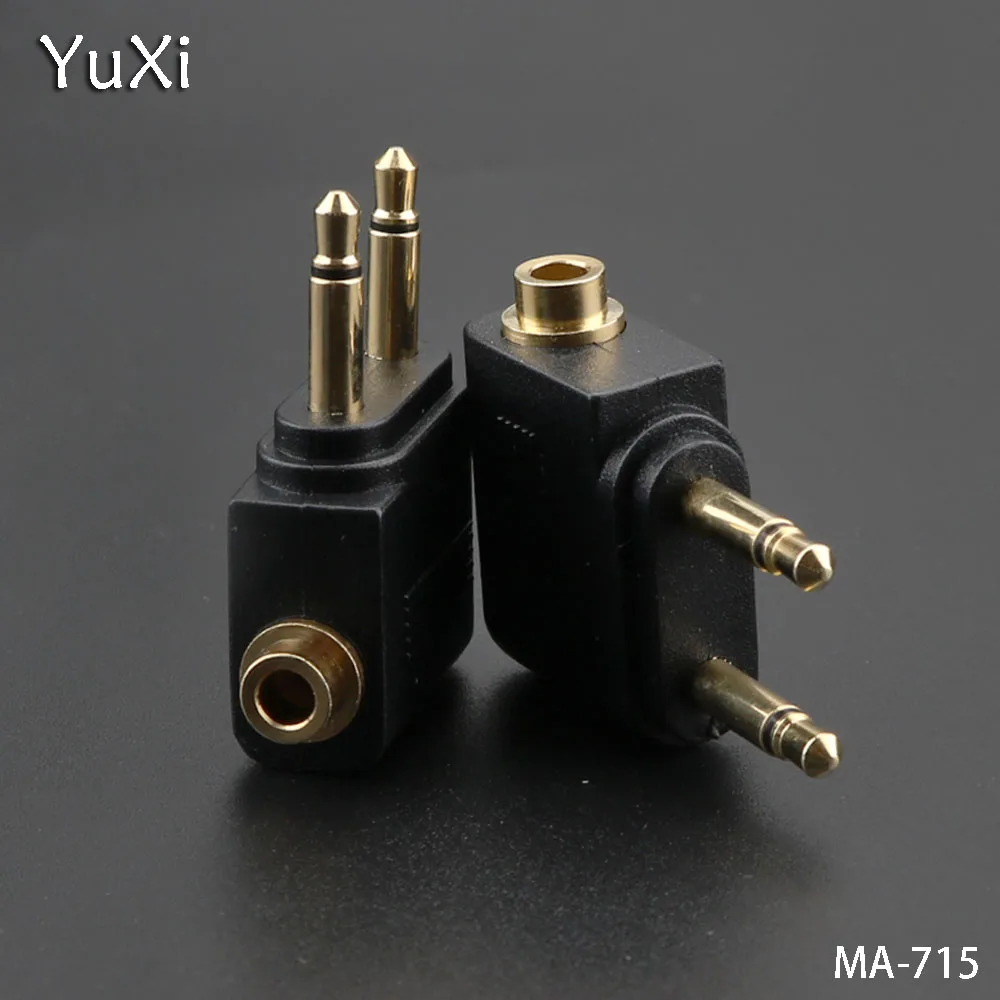 YuXi 2pcs male to 3.5mm female Airline Airplane Earphone Jack Audio Connector Plug Adapter Special audio adapter for aircraft