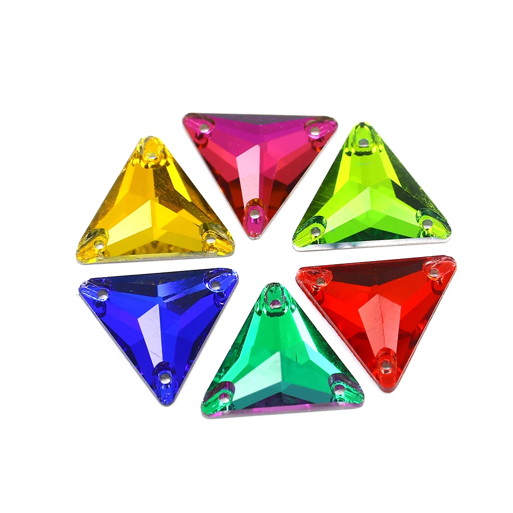 K5 Crystal Sewing Rhinestone Clear AB Gems Glass Crystal Triangles Flatback Sew on Diamond For DIY Garment Bags Shoes 16mm 22mm