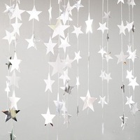 1Pc 2/4m Colorful Bunting Paper Garlands Star Round Garlands Flash Banner Wedding Party Banner Hanging Baby Shower Room Decor