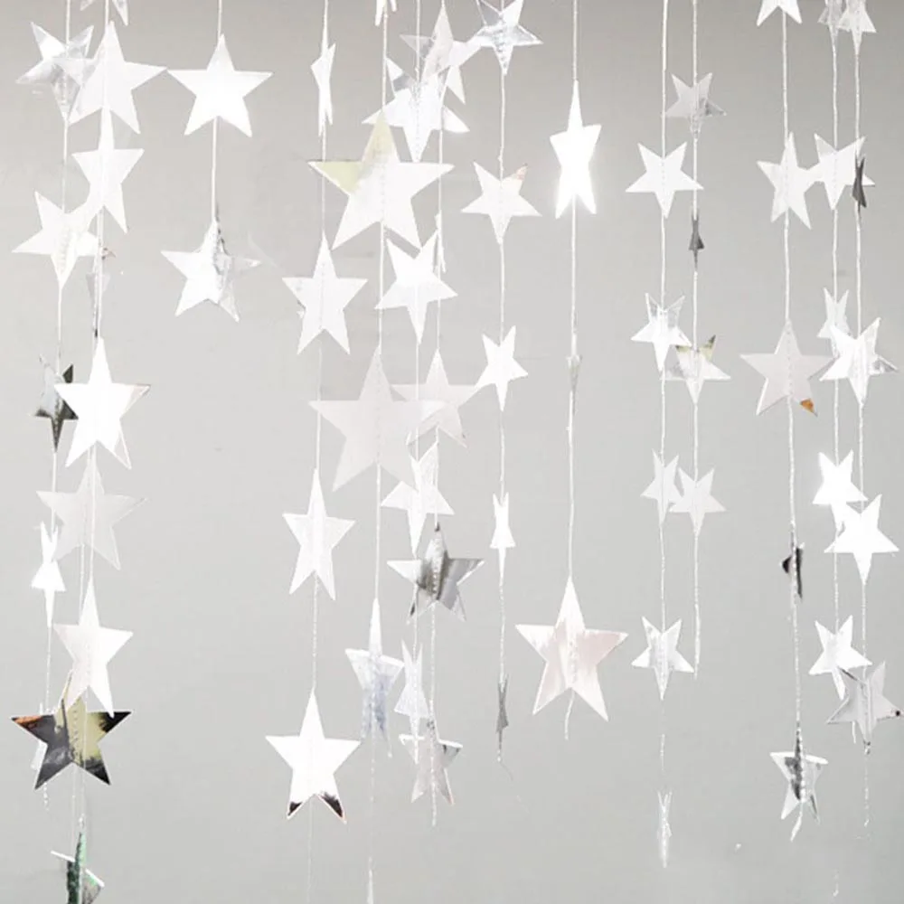 1Pc 2/4m Kolorowe girlandy papierowe Girlandy gwiazdki Okrągłe girlandy Baner ślubny Baner wiszący Baby Shower Wystrój pokoju