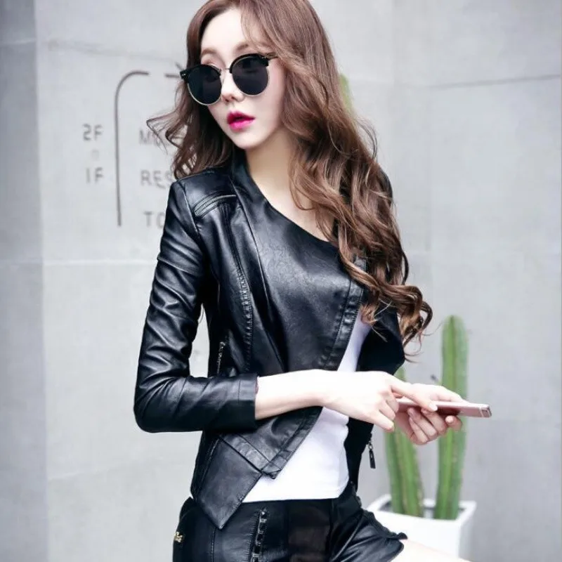 Quality 2023 Spring New Women Haining Leather Jacket Female Short Slim Korean Fashion Lady Small Coat Sheep Leather Coat Trendy