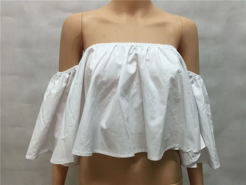 Women Long Sleeve Womens Summer Tops Ruffle Blouse Shirt Women Korean Style Shirt Cotton New Sexy Women Strapless Top