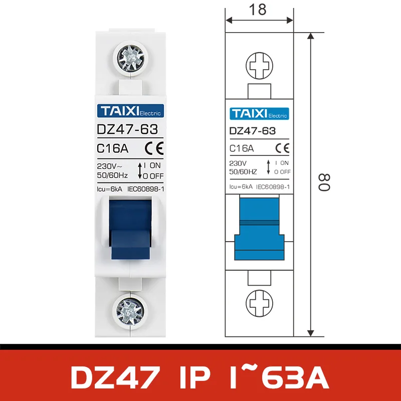 MCB DZ47-63 1P 2P 3P 4Pole C32A Miniature Circuit Breaker DZ47 60Hz 10A 16A  20A 25A 40A 63A C type C45 Mini LV Air Switch