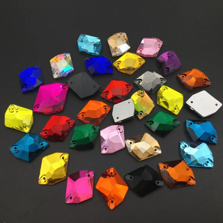 Cosmic Sew On Rhinestone Glass Crystal 9x12mm 11x14mm 14x17mm 16x21mm  All Colors Flatback 2holes Sew-on stone For Dress Making