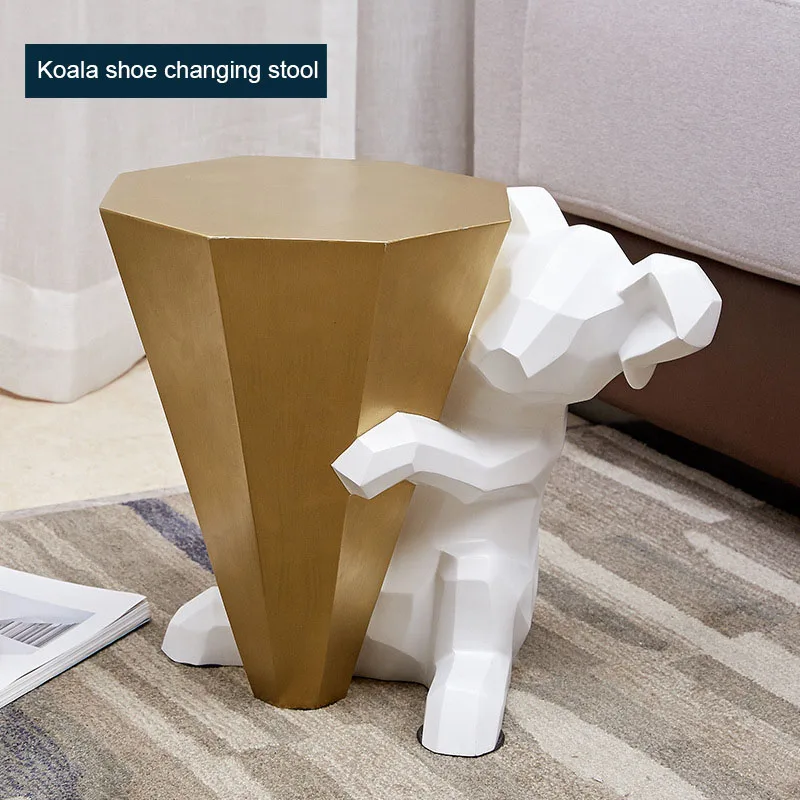 Home Decor Shoes Stool Koala Creative Modern Living Room Door Multi-Function Storage Rack Resin Floor Decoration Sculptures