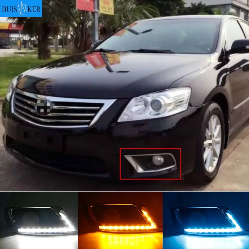 

2Pcs DRL For Toyota Camry 2009 2010 2011 Daytime Running Lights fog lamp cover Daylight Turn yellow